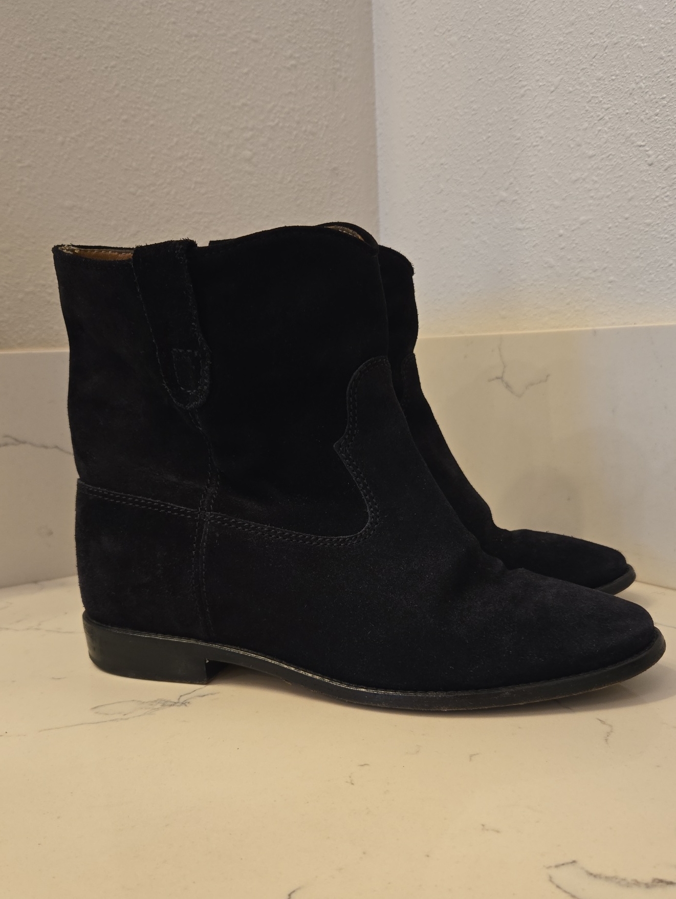 Isabel Marant Etoile Crisi Womens Black Suede Ankle Boot Eu 40